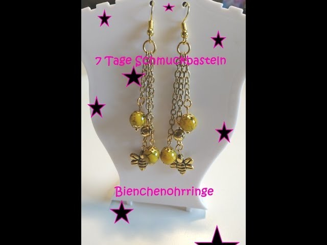 [7 Tage] Schmuckbasteln - Bienchenohrringe mit Gliederkette in Antikgold ^^