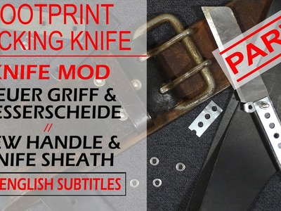 Footprint Hacking Knife mit Ledergriff aus Feuerwehrgürtel