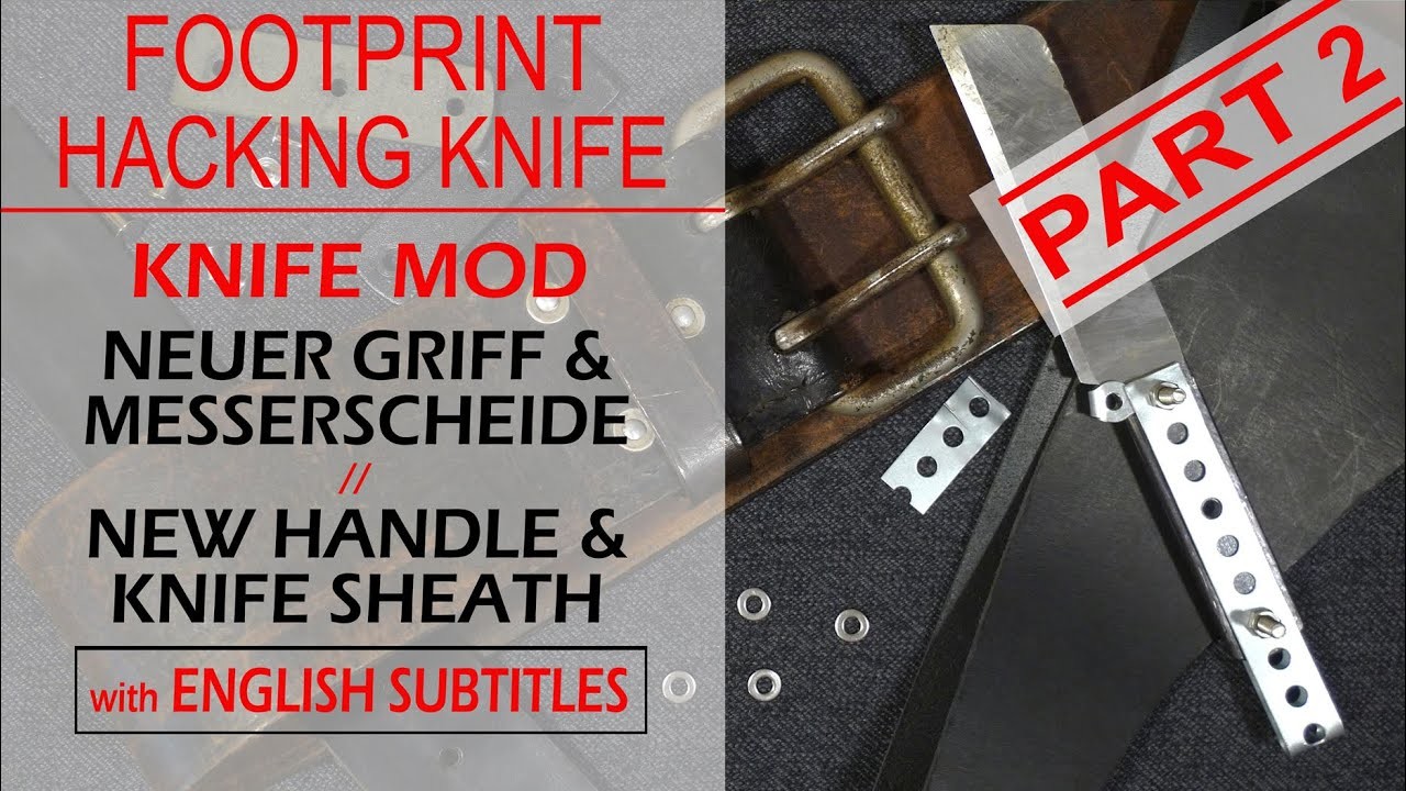 Footprint Hacking Knife mit Ledergriff aus Feuerwehrgürtel