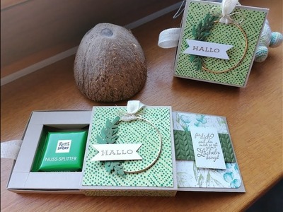 Gebastelt: Ziehverpackung für Mini-Schokoladentafel|| Stampin Up || Ewiges Grün ||Der Stempel-Tempel