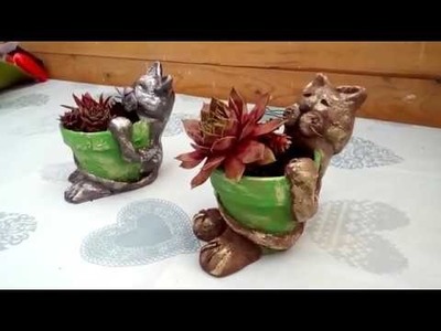 KNETBETON  DIY *Katzen-Blumentopf*