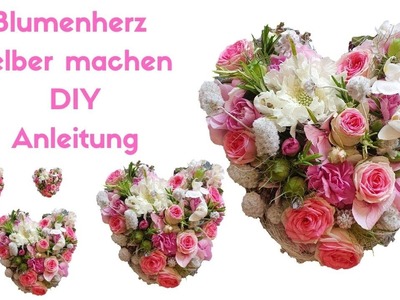 Blumenherz rosa - DIY Floristik Anleitung-  selber ein romantisches Blumenherz machen