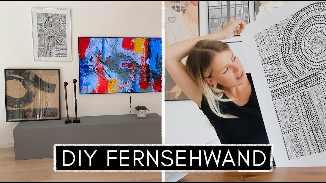 DIY Kunst: Bilder selber malen & Fernsehwand dekorieren mit DIY TV-Bank - Wohnzimmer Makeover Teil 1