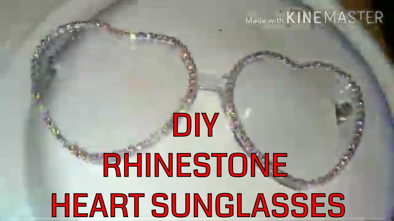 DIY RHINESTONE TRIM CLEAR HEART SUNGLASSES