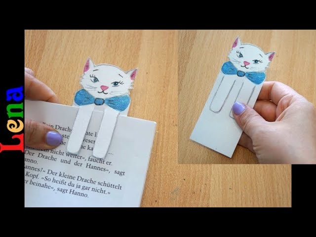 Katze Lesezeichen selber machen - Paper cat bookmark diy -  закладка для книги из бумаги