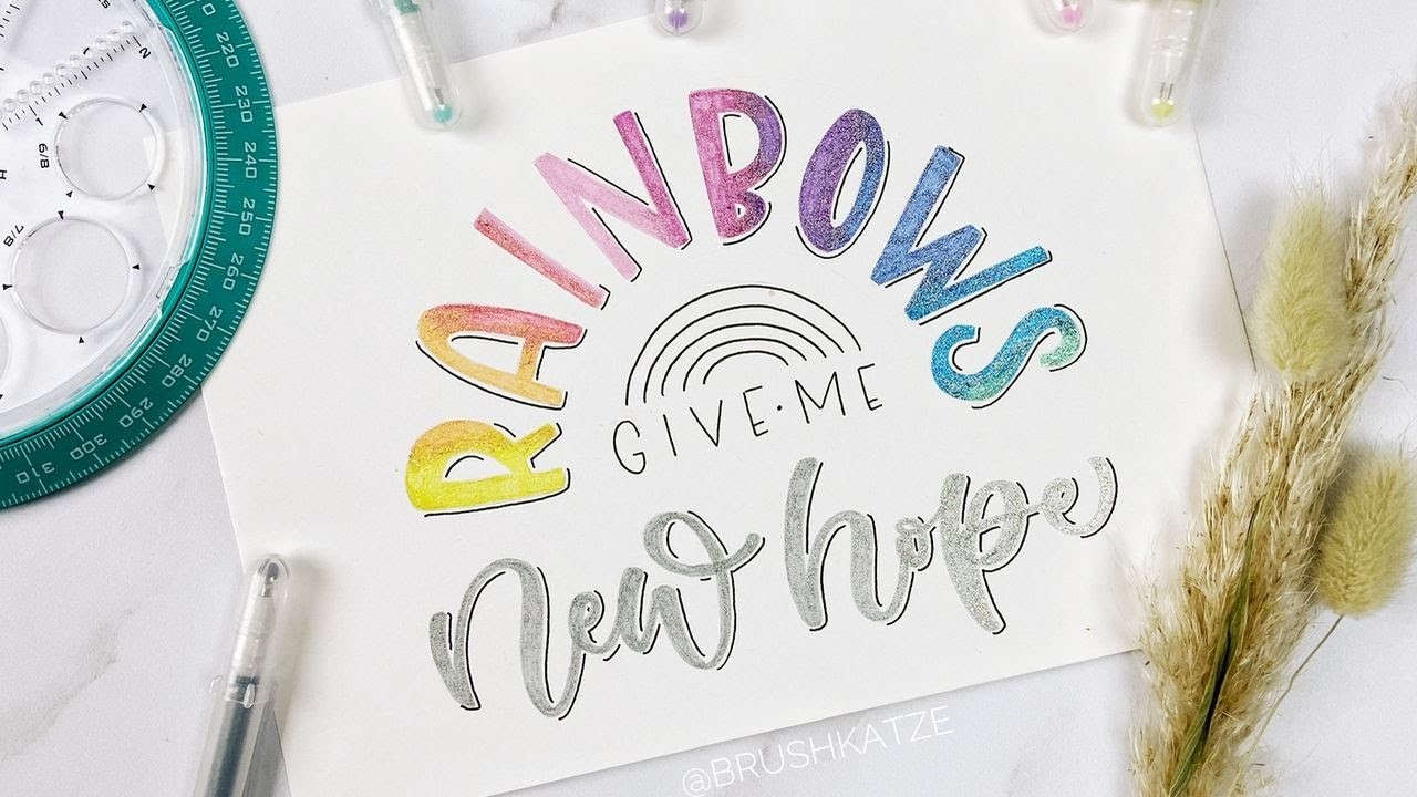 ♥ Lettering.Brush Lettering by BrushKatze (Rainbow) ♥ Process Video ♥