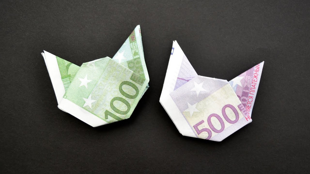 Origami LESEZEICHEN "KATZE" Euro Geldschein GELD FALTEN | Money BOOKMARK "CAT" Euro bills |Tutorial