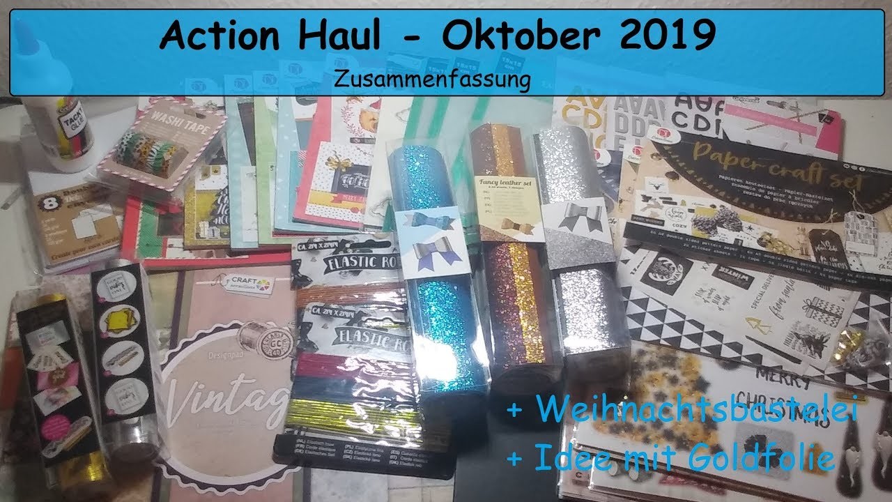 Action Haul Oktober 2019 mit Paper Craft Set Weihnachten Karten basteln & Idee für Goldfolie