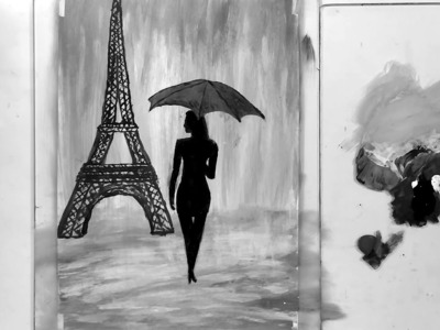 DIY Let’s draw it. Painting.Girl in Paris.  Gemälde. Mädchen in Paris. 