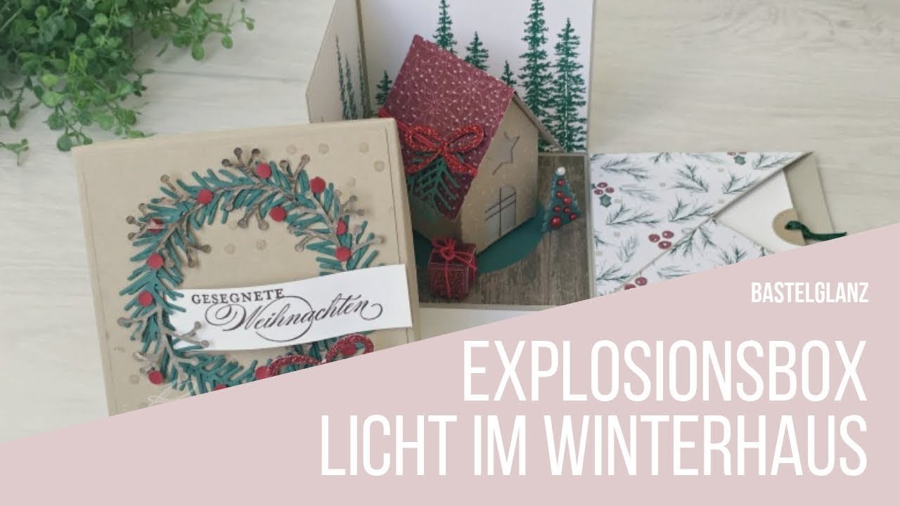 Explosionsbox mit weihnachtshaus und teelicht bastelglanz bastelidee