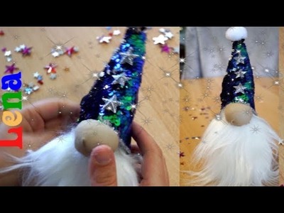 Funkelnden Socken Wichtel basteln - How to make sparkling sock Gnome - сделать блестящего гномика