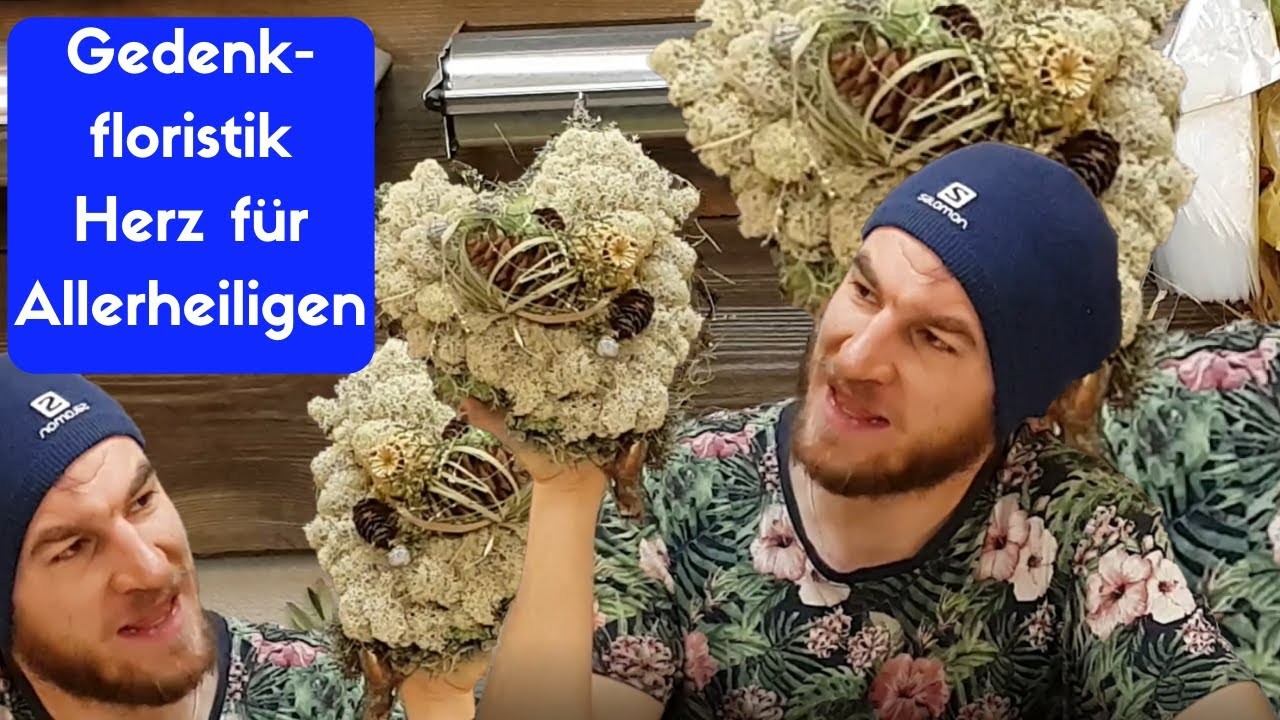 Gedenkfloristik Allerheiligen - Herz aus Naturmaterialien selber machen - DIY Anleitung - Grab Deko