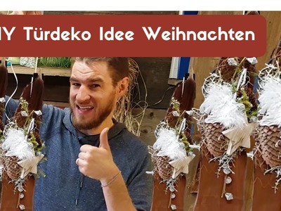 Türdekoration Idee Winter - Rinde füllen - Naturdeko  -  DIY Anleitung Weihnachts Türschmuck weiss