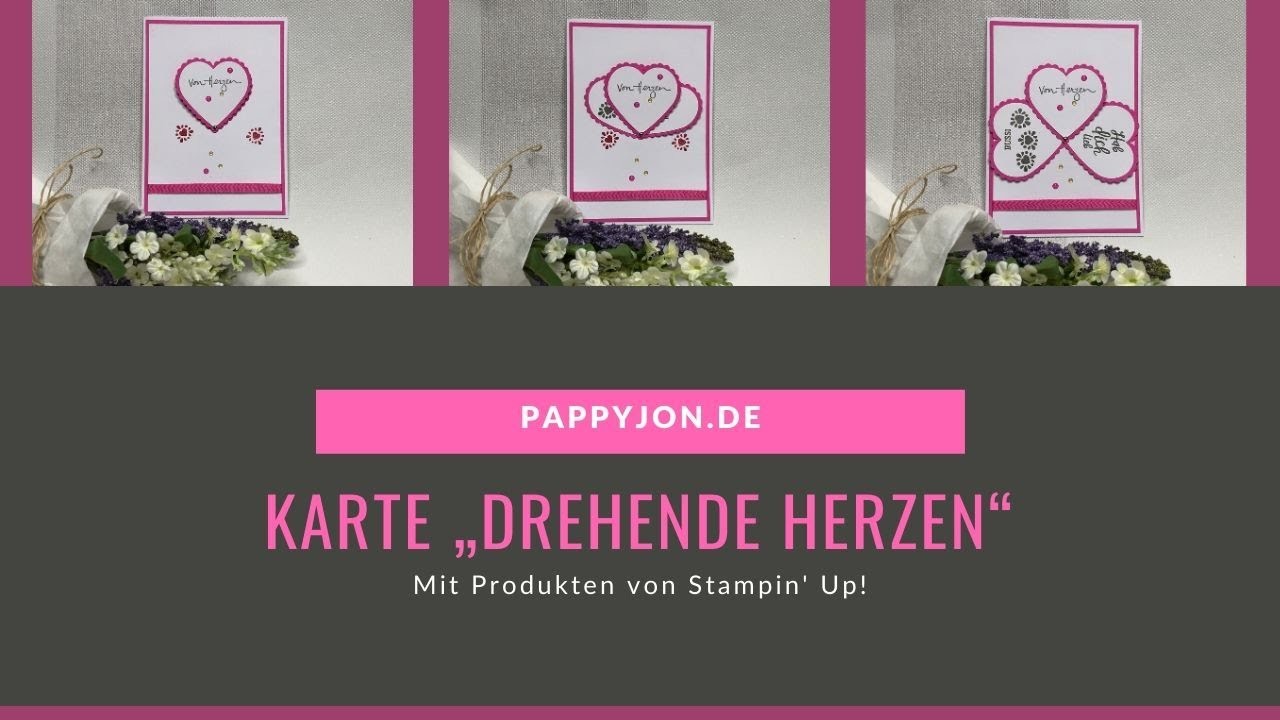 Karte „Drehende Herzen“ | Stampin' Up! | Pappyjon.de | Anleitung | Tutorial | spinning hearts card