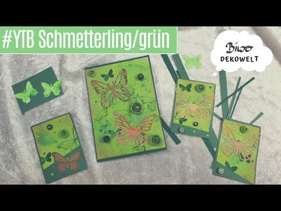 #YTB Schmetterling grün Karte und ATCs mit Papierresten #Youtubebastler