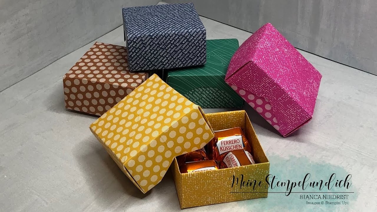 Anleitung einfache Origami Box für 4 Küsschen