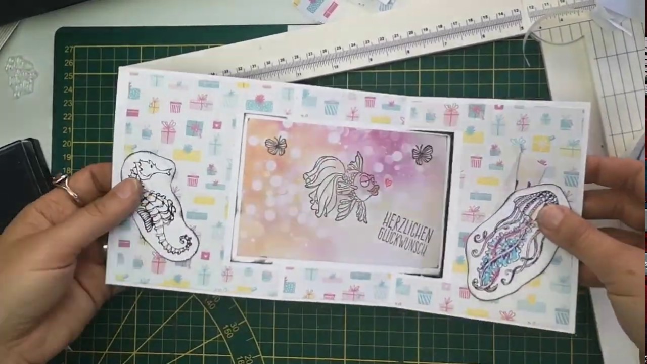 DIY Kartenbasteln Schwingkarte Drehkarte scrapbook