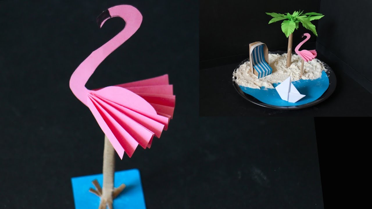 DIY Sommerdeko Strand Special Teil 5 Flamingo basteln mit Papier  [W+]