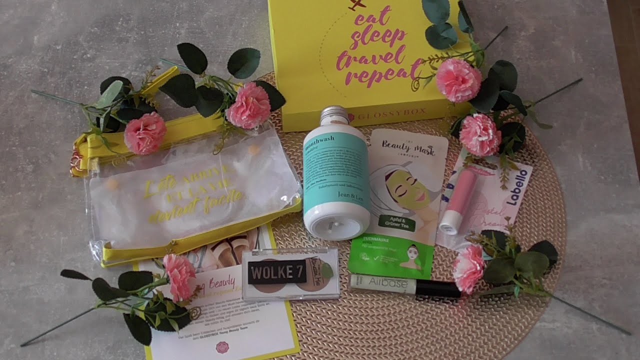 GLOSSYBOX Young Beauty + VERLOSUNG. "Eat Sleep Travel Repeat Edition"
