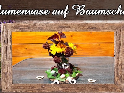 Tolle Sommer Tischdeko | Blumenvase auf einer Baumscheibe mit Sommerblumen | Partydeko DIY