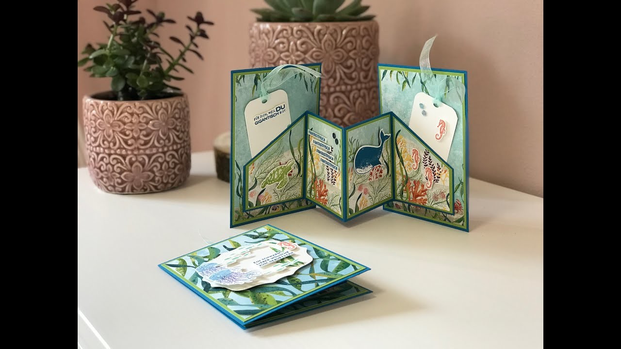 W-Fold Card | Mega Geburtstagskarten selber basteln | Meereswelt und Fantastfisch | Stampin' Up!