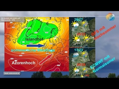 Wetterprognose: 7 - 10 Tage-Wetter mit sommerlicher Westlage am Rande des Azorenhochs: Normalsommer!