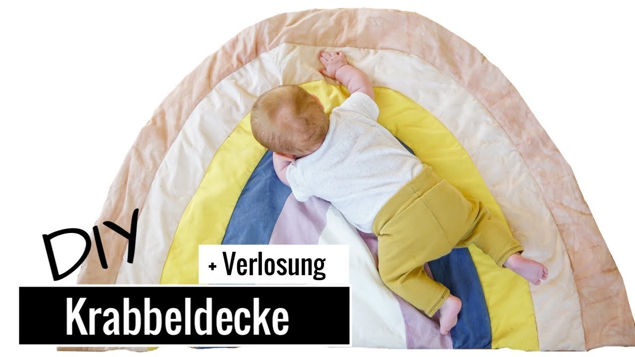 DIY Regenbogen Decke selber machen | Hipster Krabbeldecke nähen für Babys mit gefärbtem Stoff