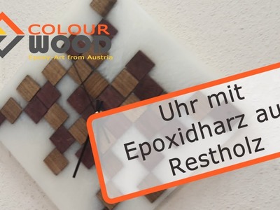 Eckige Epoxidharz Uhr aus Restholz (Walnuss und Amaranth) selbst gemacht | Epoxy Clock with corners