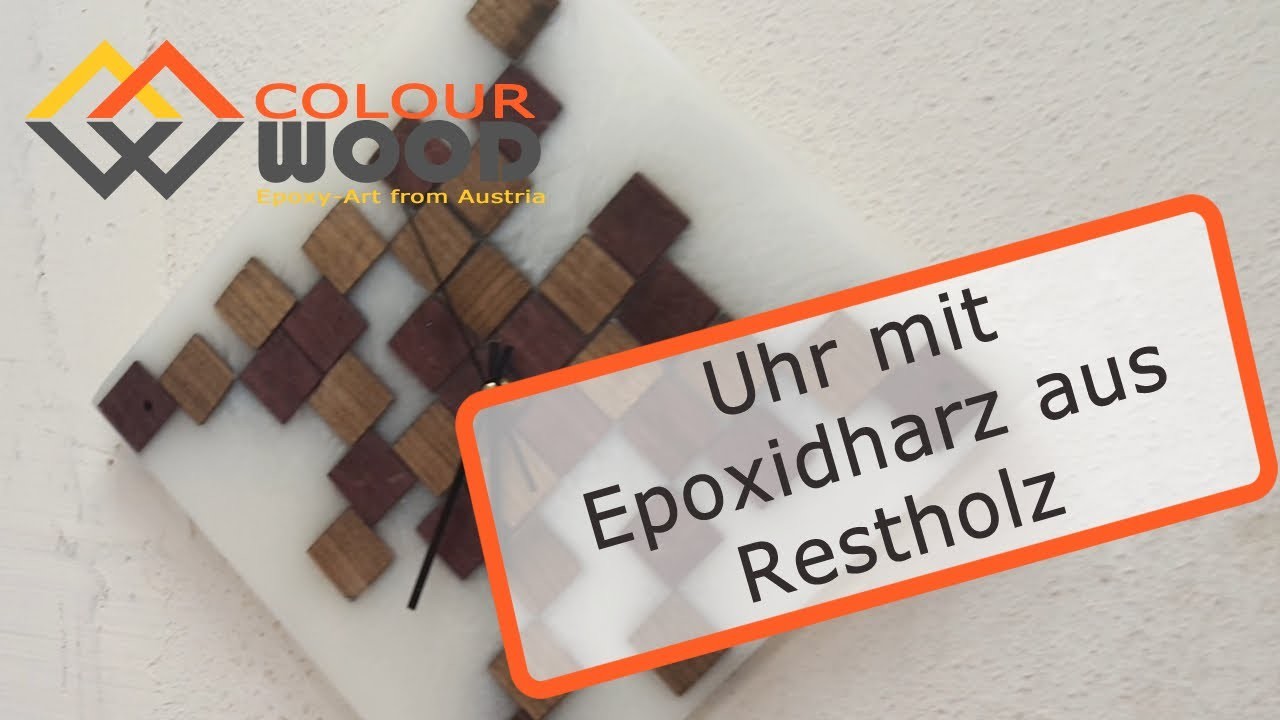 Eckige Epoxidharz Uhr aus Restholz (Walnuss und Amaranth) selbst gemacht | Epoxy Clock with corners