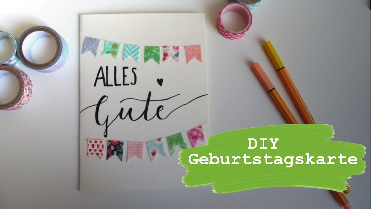 Geburtstagskarte bastel | DIY Karte | Anleitung | Karte mit Girlande | kreative DIY Ideen