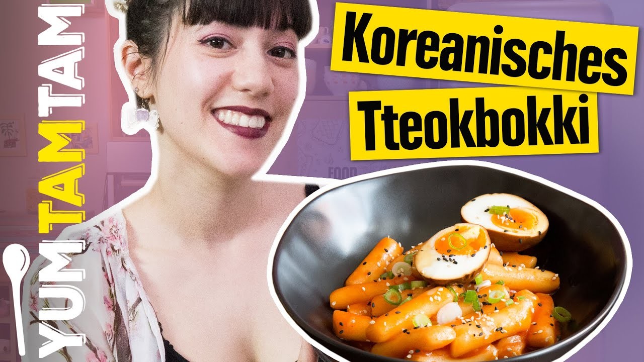 Koreanisches Tteokbokki. Gebratene Reiskuchen mit Chili-Soße & marinierten Eiern. #yumtamtam