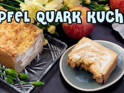 APFEL QUARK KUCHEN REZEPT | Apfelkuchen mit Streusel & Quark  Pudding backen [einfach & schnell]