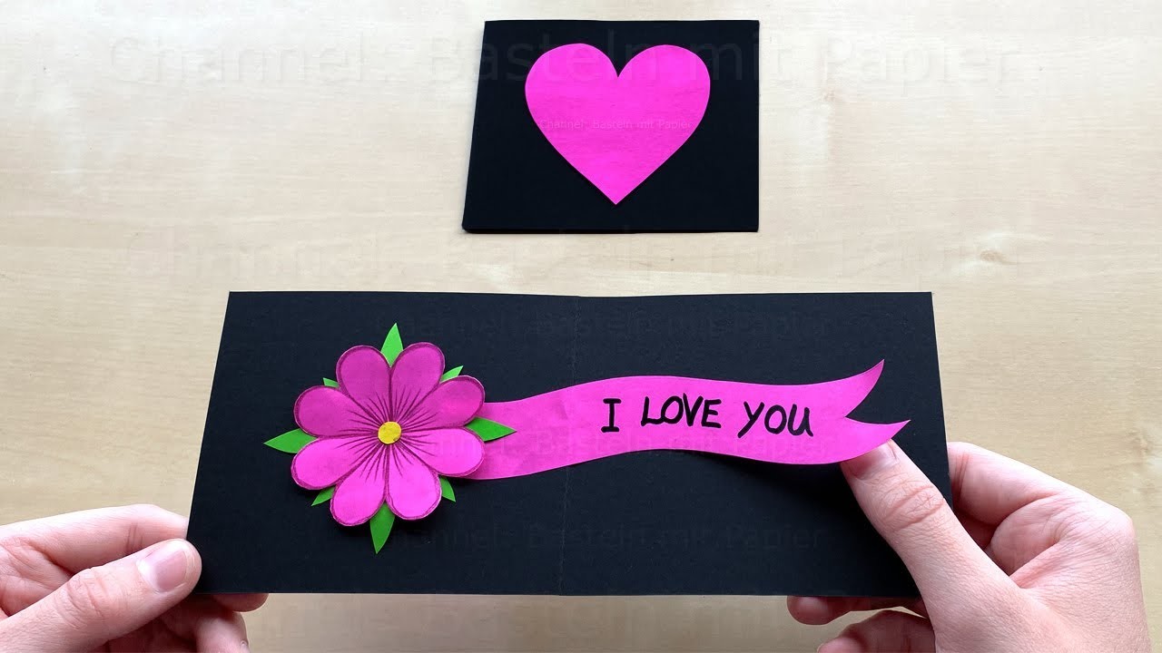 Basteln mit Papier: Karten basteln mit Blume und Herz - Geschenke selber machen ❤