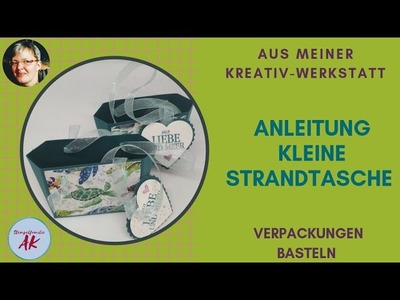 DIY Kleine Strandtasche aus Papier basteln - Schritt für Schritt Anleitung - Meereswelt Stampin' Up!