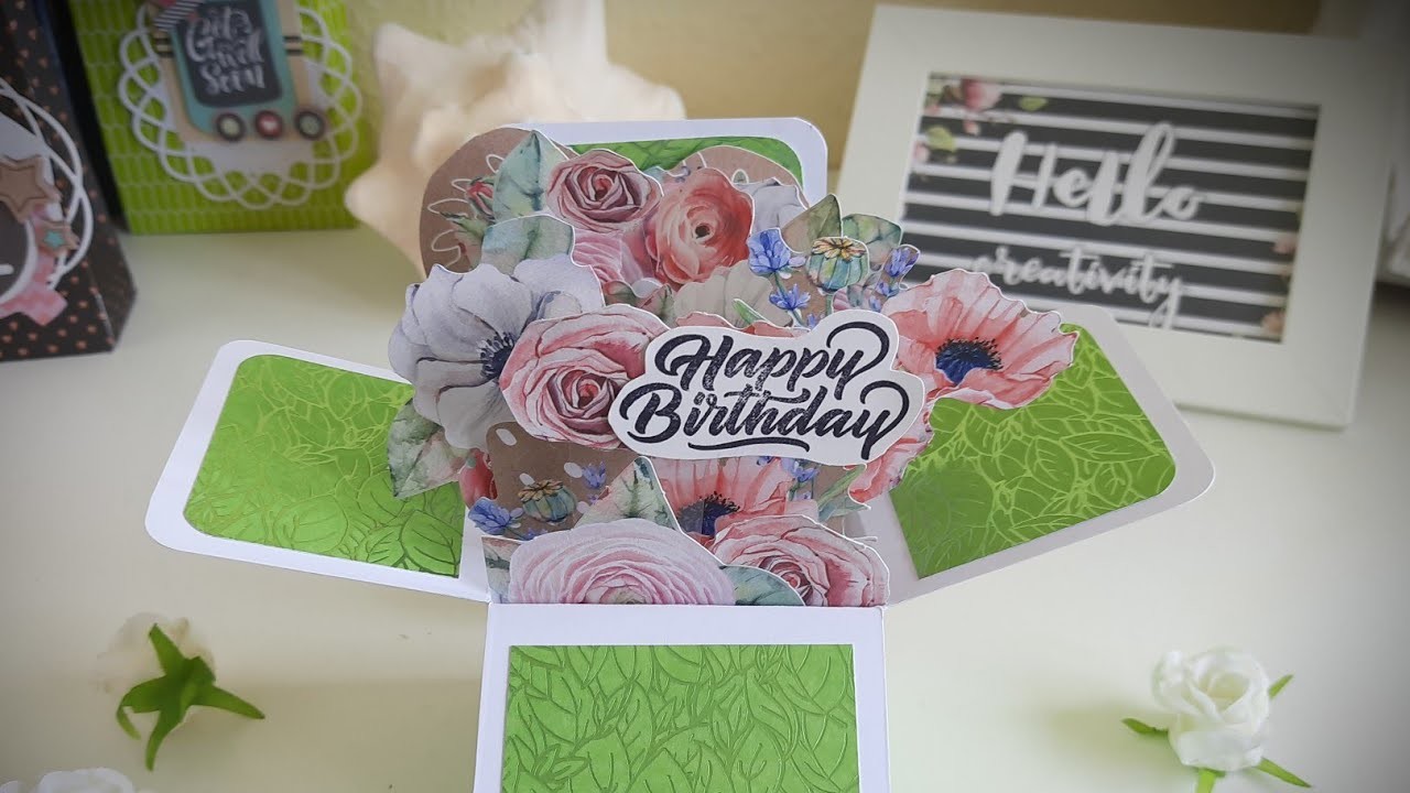 Pop up Box Card, Karte basteln mit 3D Stanzblock von Action, Geburtstagskarte basteln