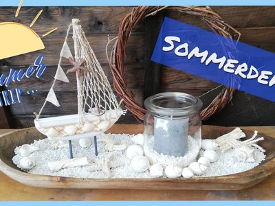 Sommerdeko Längliche Holzschale | Sommer Dekoration von Tedi | Schale dekorieren ⛵ schnell & einfach