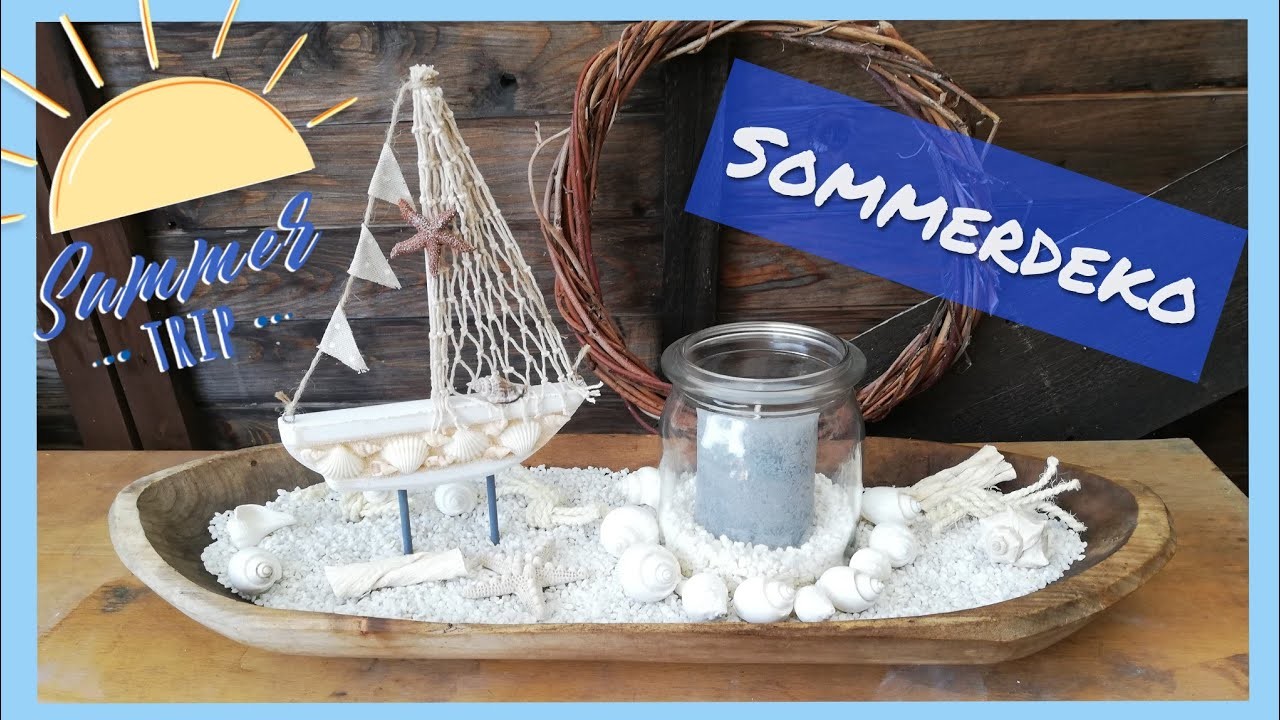 Sommerdeko Längliche Holzschale | Sommer Dekoration von Tedi | Schale dekorieren ⛵ schnell & einfach
