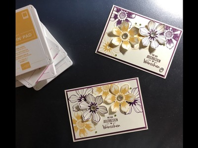 Stampin Up! Schnelle blumige Karte zum Geburtstag - Stempelset "Beautiful Bunch" + "Liebe Gedanken"