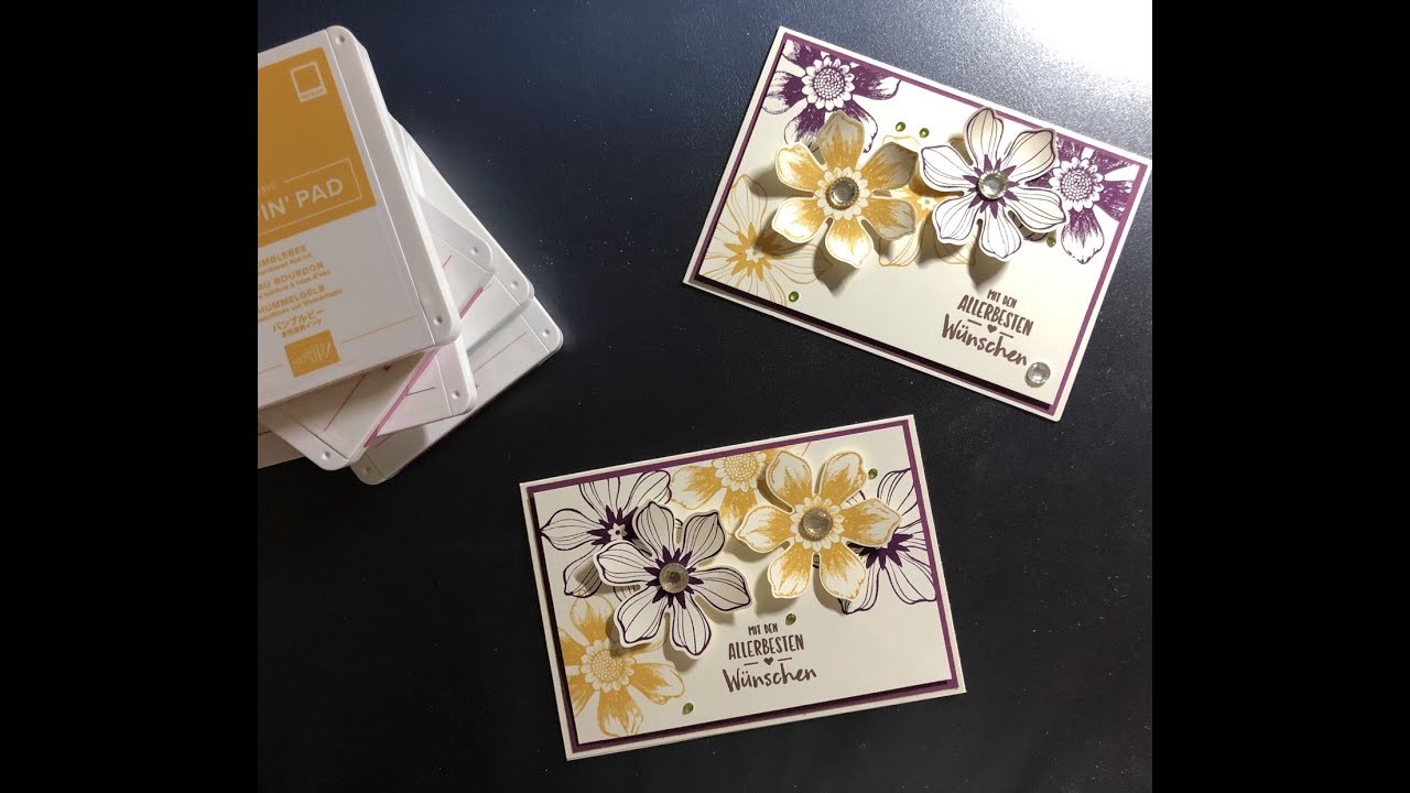 Stampin Up! Schnelle blumige Karte zum Geburtstag - Stempelset "Beautiful Bunch" + "Liebe Gedanken"