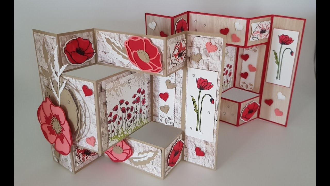 Stempelliebe Express-Ideenkiste"Besondere Karten(formen)"- Tri Fold Shutter Karte Painted Poppies