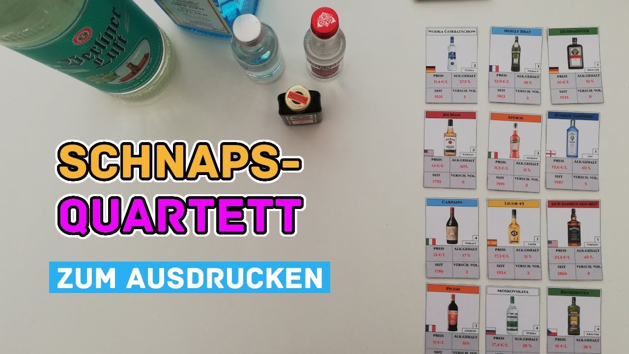 SCHNAPS-QUARTETT zum Ausdrucken | DIY, Kreativ, Trinkspiele