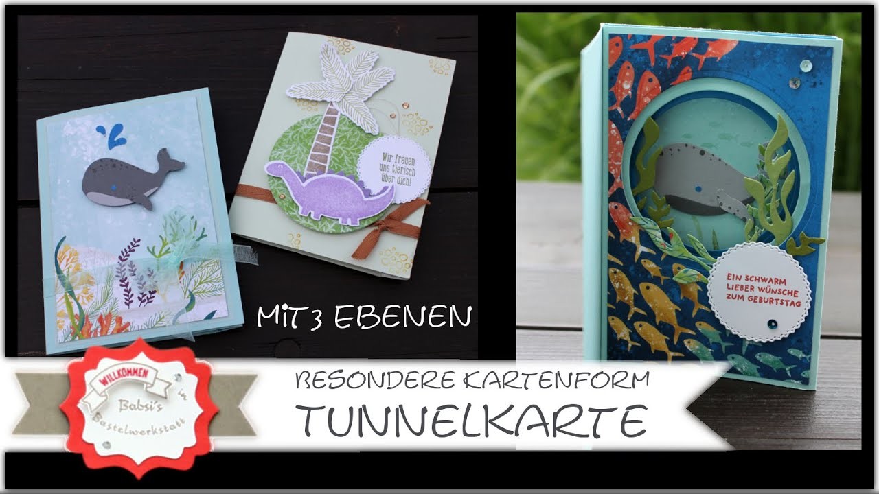 DIY Tunnelkarte basteln - mit 3 Ebenen - besondere Kartenform - Shadow Box Card - Inside Tunnel Card