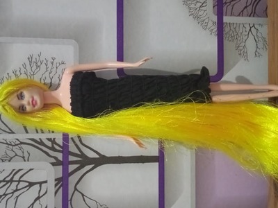 Membuat wig boneka barbie princess rapunzel.DIY wig barbiedoll princess rapunzel.main boneka barbie