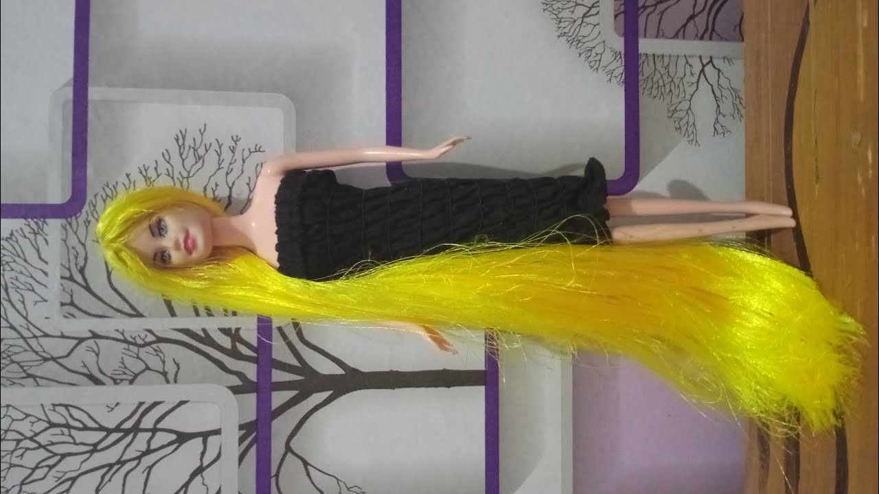 Membuat wig boneka barbie princess rapunzel.DIY wig barbiedoll princess rapunzel.main boneka barbie