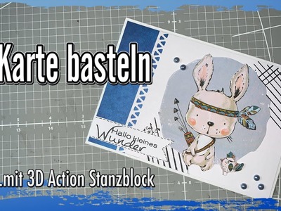 Anleitung.Tutorial BabyKarte (1) Action 3D Startblock, Action Haul Material, basteln mit Papier DIY