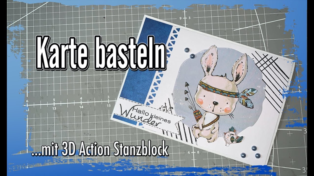 Anleitung.Tutorial BabyKarte (1) Action 3D Startblock, Action Haul Material, basteln mit Papier DIY