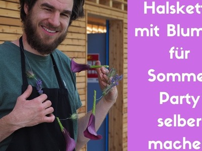 Blumenkranz für Sommerparty Anleitung selber machen - Halskette aus Blumen DIY Floristik Anleitung
