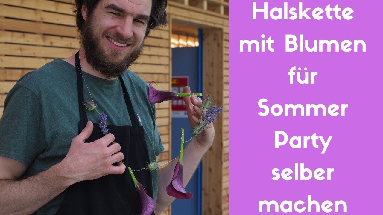 Blumenkranz für Sommerparty Anleitung selber machen - Halskette aus Blumen DIY Floristik Anleitung