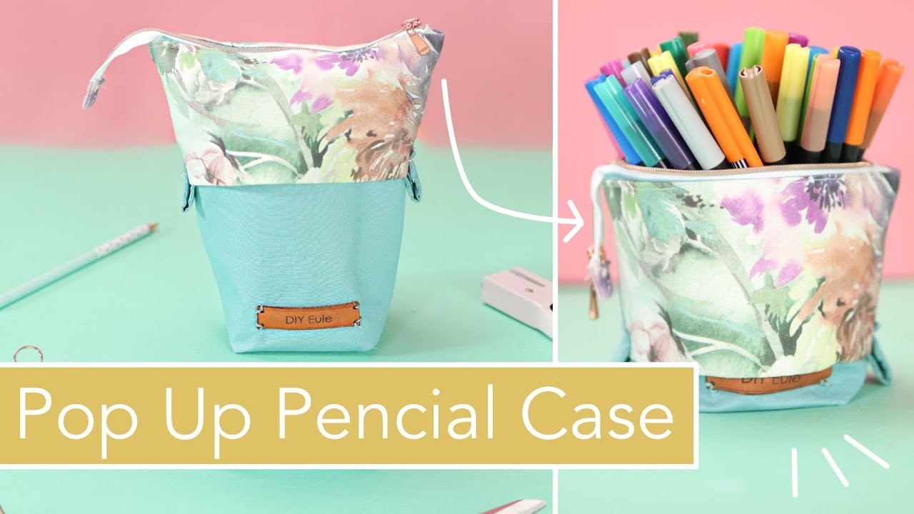 Pop Up Pencil Case. Federtasche nähen mit kostenlosem Schnittmuster
