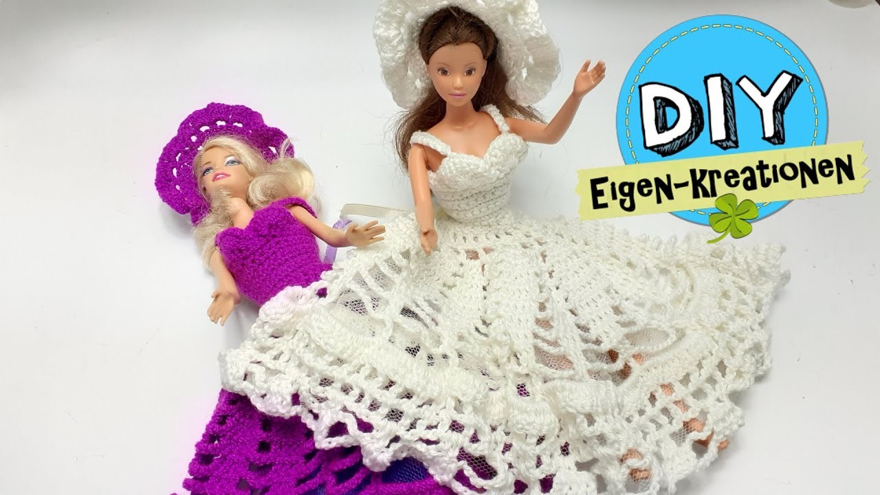 Puppen Hochzeitskleid mit Anleitung häkeln I Brautkleid